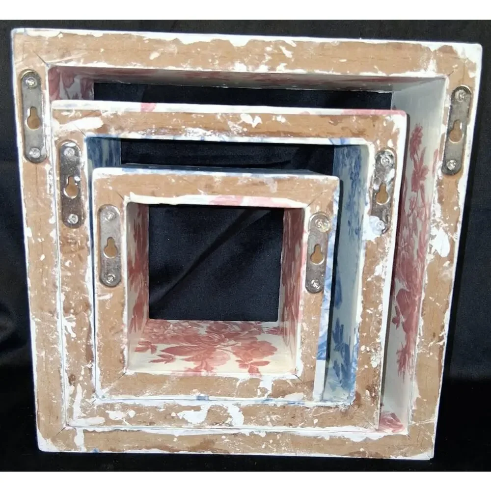 Handmade Nesting Shadow Boxes - Set of 3 Upcycled Wood Cube Wall Shelves